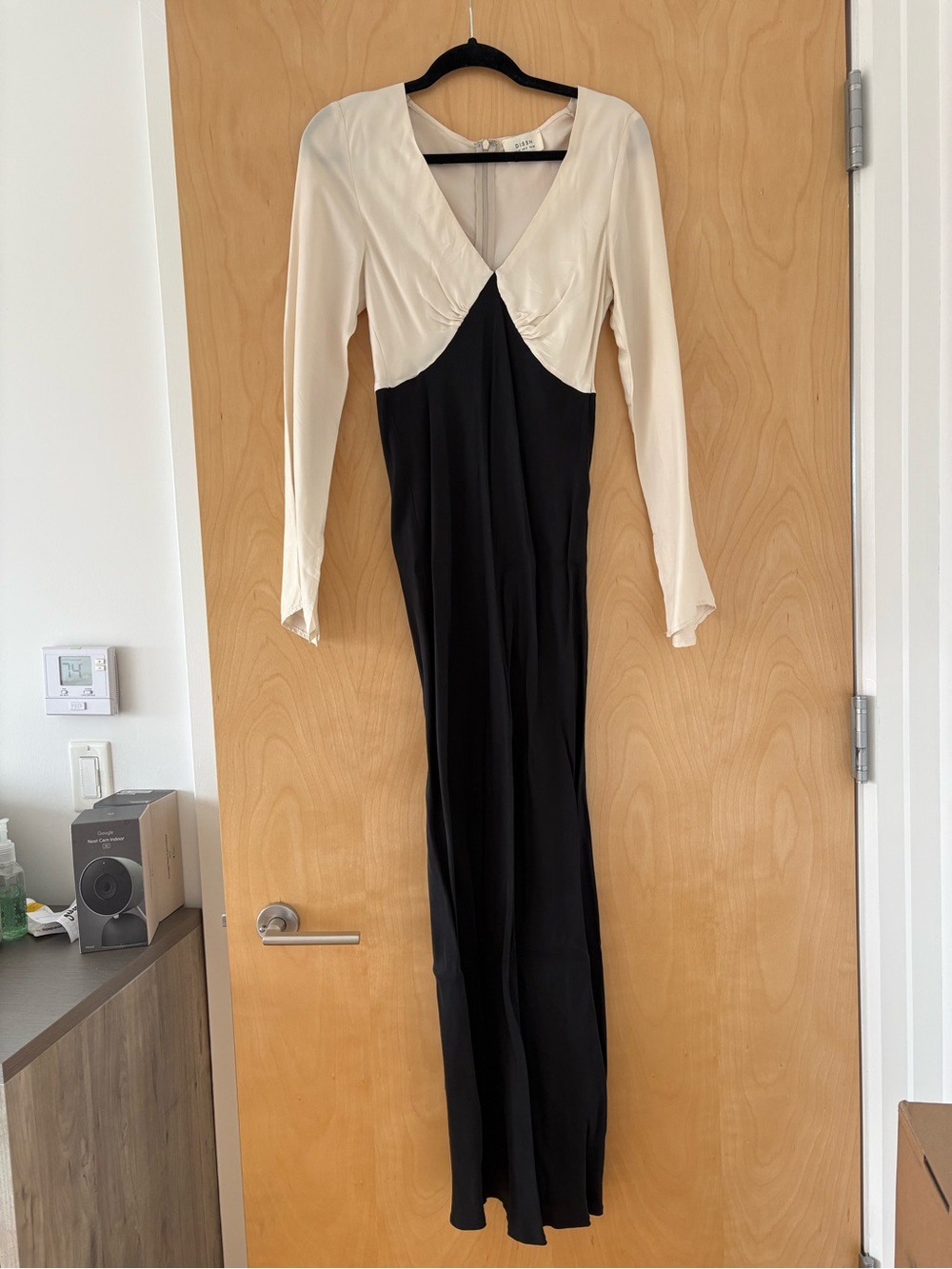 DISSH Black and Ivory Long-Sleeve Maxi Dress